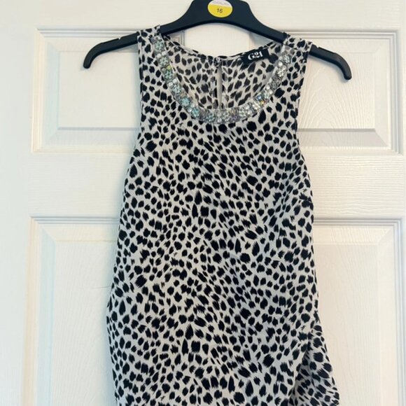 Dresses & Skirts - sleeveless leopard print top black grey